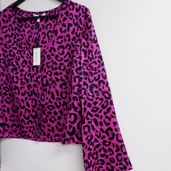 MILLY ITALIAN SILK LEOPARD PRINT MAGENTA BLOUSE NEW WITH TAGS ✨ - Picture 8 of 8